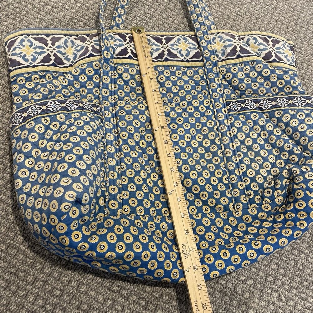 Vera Bradley Bag Villager Blue Yellow Large Shoulder Paisley Geometric Design - Picture 4 of 6